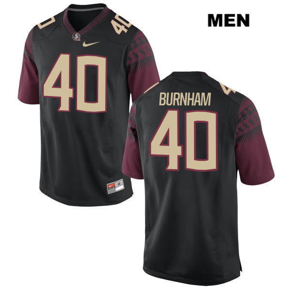 Men's NCAA Nike Florida State Seminoles #40 Ken Burnham College Black Stitched Authentic Football Jersey KMN0169GW